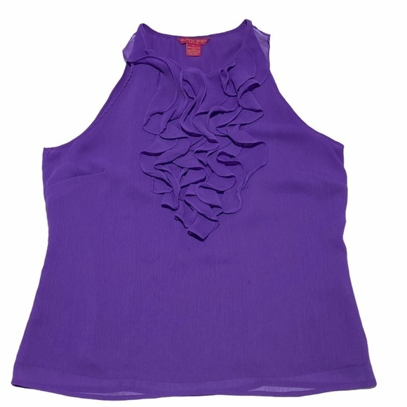 SUNNY Leigh Ruffled Purple Sleeveless Blouse PL - Picture 7 of 12